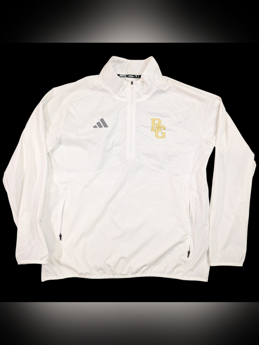 Adidas PG Soccer white quarter-zip lightweight woven soccer player jacket Sz Med